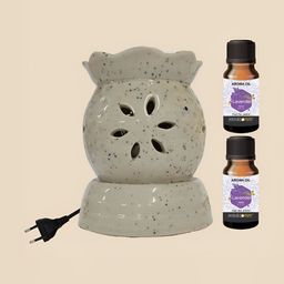 PEEPALCOMM 3Pcs White Electric Flower Round Diffuser With Lavender Oils - 10 ml Each-12