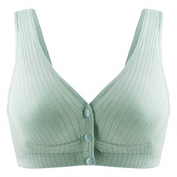 MOMISY Cotton Spandex Front Open Wireless Nursing Bra - Green-image-60