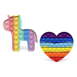 Wishkey Unicorn Heart Shaped Pop Bubble Stress Relieving Silicone Pop It Fidget Toys Pack Of 2 - Multicolour-2