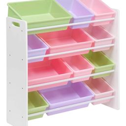 Homesmiths Toy Storage Organizer for Kids Set of 12 Pastel Bins - White-image-24