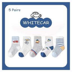 SYGA 5 Pairs Baby Girl & Baby Boy Socks, Toddlers Infant Cotton Stretch Crew Socks with White Car Design, Suitable for 0-2 Years baby-image-77