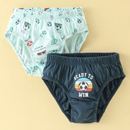 Revvo Junior Sinker Hipster Briefs Text Print Pack of 2 - Mint Green & Navy Blue-33