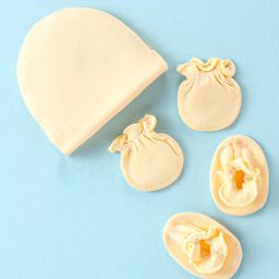 Ben Benny 100% Cotton Knit Solid Color Cap Mittens & Booties Cream - Diameter 9 cm-picture-16