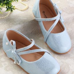 Cute Walk by Babyhug Ballerinas With Velcro Closure & Bow Applique - Blue-image-26