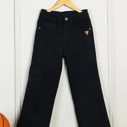 PURPLE UNITED KIDS Denim Solid Cargo Style Jeans - Black-picture-6