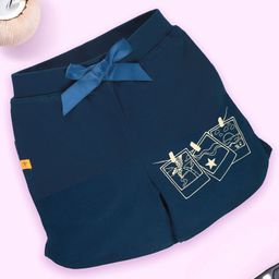 Kiddopanti Cotton Beach Theme Printed Bow Applique Detailed Shorts - Teal Blue-image-48