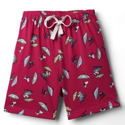 CUCUMBER Sinker Knit Above Knee Length Shorts With Snoopy Print - Red-image-83