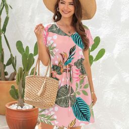 Mast & Harbour Floral Printed Tie-Ups Detail A-Line Dress-image-63