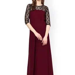 La Zoire Maroon Maxi Dress-image-13