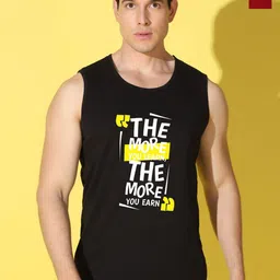 WOOSTRO Pack Of 2 Printed Combed Cotton Gym Vests VWS26(MORE BLACK)(PLAIN MAROON)-picture-5