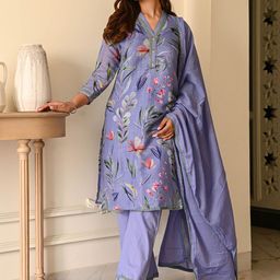 AMRUTVARSHA CREATION Floral Printed Regular Kurta With Trousers & Dupatta-50