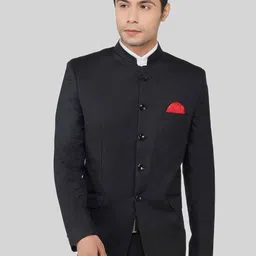 TAHVO Men Pack Of 2 Mandarin Collar Blazer and Trousers Bandhgala Suit-image-18