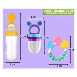 Joy Buzz Baby Food Feeder Nibbler & Rattle Teether Combo - Multicolor image 3