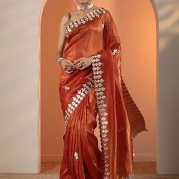 Libas Ethnic Motifs Embroidered Organza Saree-image-14