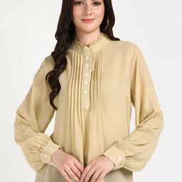 Dillen Women Mandarin Collar Georgette Shirt Style Top-image-97