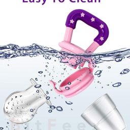 BitFeex Silicone Food Fruit Nibbler with Extra Mesh Soft Pacifier Feeder Teether for Infant Baby Elegant Purple BPA Free image 4