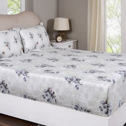 MASPAR Blue Floral Printed Pure Cotton 300 TC Single Bedsheet Set 1.52 m x 2.24 m-image-66