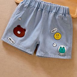 YK Girls Humour and Comic Washed Cotton Denim Shorts-image-36