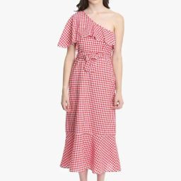 DODO & MOA Red & White Cotton Checks Wrap Dress-picture-13