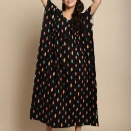 Secret Wish Black Printed Kaftan Nighty-picture-12