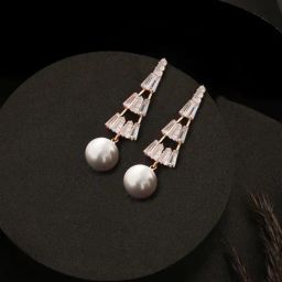 Aatmana Rose Gold Plated Contemporary Dangler Earrings-38