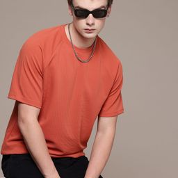 FCUK Self Design Textured Oversized T-shirt-image-88