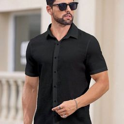 MARMIC FAB Men Classic Slim Fit Textured Spread Collar Cotton Casual Shirt-image-68