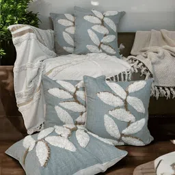LUSHLYF Blue & White Set of 5 Quirky Square Cushion Covers-27