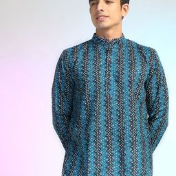 Prakatha Men Geometric Printed Thread Work Kurta-picture-18