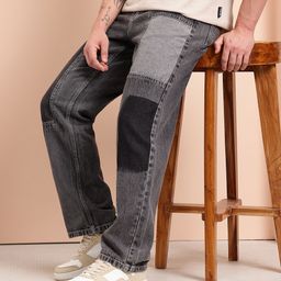 Mast & Harbour Men Washed Patches Straight Fit Jeans-picture-11