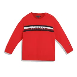 Tommy Hilfiger Kids Red Self Design Full Sleeves Sweater-picture-44