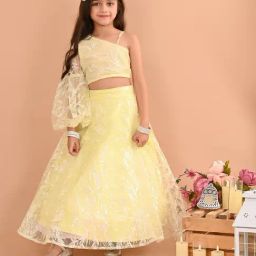 LilPicks Kids Yellow Embellished Full Sleeves Lehenga with Choli-image-93