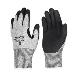 Skytec EMG748 Black Grey Glass Fibre HPPE Nylon Cut Resistant Cut Resistant Gloves Size L Nitrile Coating, EMG00748FH-image-81