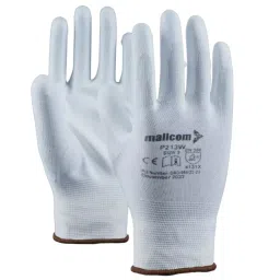 Mallcom Safety Hand Gloves Nylon Liner PU Coating on Palm and Fingertips White Size L, P213W (Pack of 12 Pair)-picture-41