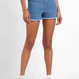 Forever 21 Blue Mid Rise Shorts-image-76