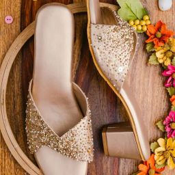 NR by Nidhi Rathi Women's Golden Casual Sandals-image-29
