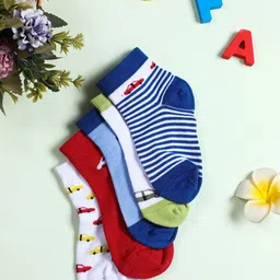 YK Boys Pack Of 5 Patterned Ankle-Length Socks-40