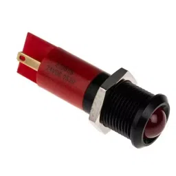 RS PRO Red Panel Mount Indicator 24V DC, Mounting Hole Size 14 mm, Termination Type Solder Tab, Model No 210866-18