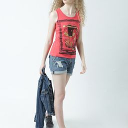 Huetrap Women Red Printed Tank Pure Cotton Top-picture-19