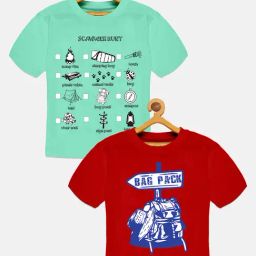 Kiddopanti Kids Pista Green & Red Printed T-Shirt (Pack Of 2)-image-82