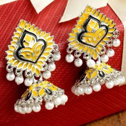 Karatcart Yellow Jhumki Earrings for Women-47