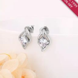 GIVA 92.5 Sterling Silver White Gold Falling Dew Earrings for Women-image-53