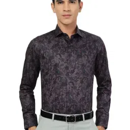 JB Studio Wine Cotton Slim Fit Printed Shirt-picture-5