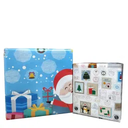 eVincE - thoughtful PRESENTations XMAS1205_5X2 Christmas Xmas Fun Stamps & Blue Santa Gifts -2 Patterns 5 x 2 Rolls Fact filled Gifts Wraps Assorted Envelopes  Gift Wrapping Paper (Pack of 10 Piece)-picture-47