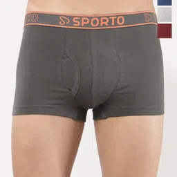 Sporto by Macho Men Pack Of 4 Combed Cotton Short Trunks Sprto_M1022-CH1-Dnm1-G1-M1-L-picture-16