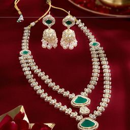 AMI Gold-Plated Stones Studded Layered Jewellery Set-79