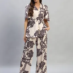 Cantabil Printed V-Neck Shirt & Trousers-picture-41