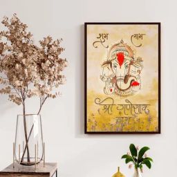 999Store Yellow Canvas Blessing Lord Ganesha Wall Painting-48