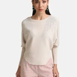 Kazo Beige Embellished Pullover-image-24