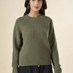 Akkriti by Pantaloons Green Regular Fit Sweater-picture-47